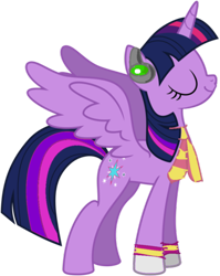 Size: 340x427 | Tagged: safe, artist:pagiepoppie12345, imported from derpibooru, twilight sparkle, alicorn, pony, cadence (club penguin), clothes, club penguin, crossover, eyes closed, female, headphones, horn, mare, scarf, simple background, smiling, socks, spread wings, transparent background, twilight sparkle (alicorn), wings