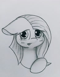 Size: 3035x3884 | Tagged: safe, artist:twiliset, imported from derpibooru, pinkie pie, earth pony, pony, bust, cute, floppy ears, grayscale, monochrome, open mouth, pinkamena diane pie, simple background, solo, traditional art