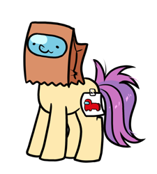 Size: 694x770 | Tagged: safe, artist:paperbagpony, imported from derpibooru, oc, oc only, oc:paper bag, earth pony, pony, among us, crewmate, earth pony oc, fake cutie mark, simple background, solo, white background