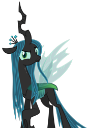 Size: 1775x2531 | Tagged: safe, artist:sketchmcreations, imported from derpibooru, queen chrysalis, changeling, changeling queen, alternate universe, female, frown, looking at you, raised eyebrow, raised hoof, simple background, solo, transparent background, vector