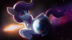 Size: 1920x1080 | Tagged: safe, artist:hierozaki, imported from derpibooru, oc, oc only, oc:sierra nightingale, pegasus, pony, macro, pony bigger than a planet, solo, space