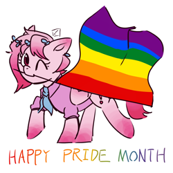 Size: 1280x1280 | Tagged: safe, artist:metaruscarlet, imported from derpibooru, oc, oc only, oc:metaru scarlet, pegasus, pony, clothes, female, happy pride month, pride, pride month, simple background, solo, white background