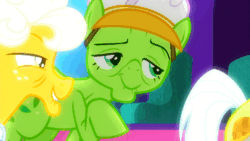 Size: 1920x1080 | Tagged: safe, imported from derpibooru, screencap, auntie applesauce, goldie delicious, granny smith, earth pony, pony, grannies gone wild, season 8, spoiler:s08, animated, elderly, eyebrow wiggle, flirting, gif, loop, perfect loop, solo focus