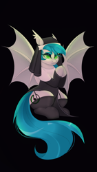 Size: 1500x2668 | Tagged: safe, artist:smooth_wild, imported from derpibooru, oc, oc:sister note, bat pony, clothes, garter belt, garters, nun, praying, stockings, thigh highs