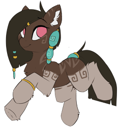 Size: 1779x1882 | Tagged: safe, artist:beardie, imported from derpibooru, oc, oc only, oc:mina garnet, hybrid, zony, coat markings, jewelry, no pupils, simple background, socks (coat markings), solo, stripes, transparent background