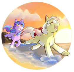 Size: 1280x1249 | Tagged: safe, artist:foxhatart, imported from derpibooru, oc, oc only, pony, unicorn, beach, female, mare, running