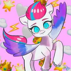 Size: 3024x3024 | Tagged: safe, artist:h2o_omz, artist:jellyfish_k_r_g, imported from derpibooru, zipp storm, pegasus, pony, cloud, female, g5, heart, looking at you, mare, solo, stars, wings