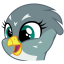 Size: 128x128 | Tagged: safe, artist:joey, imported from derpibooru, gabby, griffon, derpibooru, .svg available, bust, cute, derpibooru badge, female, gabbybetes, meta, open mouth, open smile, portrait, simple background, smiling, solo, svg, transparent background, vector