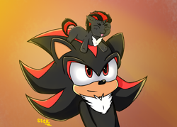 Size: 2436x1740 | Tagged: safe, artist:supershadow_th, imported from derpibooru, oc, oc:supershadow_th, pony, unicorn, :p, crossover, duo, male, pony hat, shadow the hedgehog, sonic the hedgehog (series), tongue out