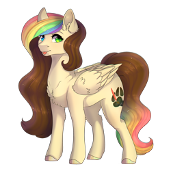 Size: 3000x3000 | Tagged: safe, artist:highrolleryt, imported from derpibooru, oc, oc only, pegasus, pony, :p, chest fluff, colored hooves, ear fluff, multicolored hair, paw prints, pegasus oc, rainbow hair, simple background, solo, tongue out, transparent background