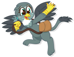 Size: 2252x1732 | Tagged: safe, artist:xppp1n, imported from ponybooru, gabby, griffon, female, flying, handbag, simple background, solo, transparent background, waving