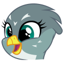Size: 128x128 | Tagged: safe, artist:the smiling pony, imported from derpibooru, gabby, griffon, derpibooru, .svg available, bust, cute, derpibooru badge, female, gabbybetes, meta, open mouth, open smile, portrait, simple background, smiling, solo, svg, transparent background, vector