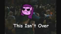 Size: 700x393 | Tagged: safe, artist:leathericecream, imported from derpibooru, pinkie pie, luna game, angry, animated, creepypasta, crossover, derp, dialogue, frown, gif, pinkamena diane pie, talking, text, the country bears, zalgo, zalgo pie