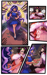 Size: 2400x3800 | Tagged: safe, artist:sjmarts, imported from derpibooru, kotobukiya, king sombra, princess luna, human, canterlot castle, clothes, comic, dress, female, fight, high heels, humanized, kotobukiya princess luna, male, reliquary, shoes, stiletto heels