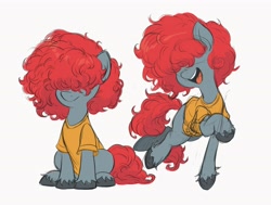 Size: 4371x3306 | Tagged: safe, artist:fanzeem, imported from derpibooru, oc, oc only, earth pony, pony, clothes, colored sketch, covered eyes, earth pony oc, fluffy, high res, open mouth, open smile, shirt, smiling, solo, unshorn fetlocks
