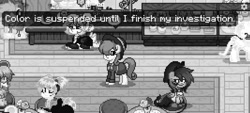 Size: 1600x720 | Tagged: safe, artist:topsangtheman, imported from derpibooru, oc, earth pony, pony, pony town, rarity investigates, looking at you, monochrome, solo