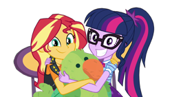 Size: 1920x1080 | Tagged: safe, artist:rarityvrymercollectiveoriginals, edit, edited screencap, imported from derpibooru, screencap, sci-twi, sunset shimmer, twilight sparkle, bird, human, parakeet, equestria girls, equestria girls series, holidays unwrapped, spoiler:eqg series (season 2), background removed, chair, dashing through the mall, geode of empathy, geode of telekinesis, it's not about the parakeet, magical geodes, not a vector, simple background, table, transparent background