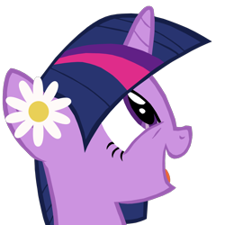 Size: 1280x1280 | Tagged: safe, artist:benpictures1, edit, imported from derpibooru, twilight sparkle, pony, unicorn, the crystal empire, cute, female, flower, flower in hair, happy, inkscape, looking up, mare, open mouth, simple background, solo, transparent background, twiabetes, unicorn twilight, vector