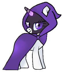 Size: 269x305 | Tagged: safe, artist:manglethemangledtoy, edit, editor:pagiepoppie12345, imported from derpibooru, rarity, pony, unicorn, cloak, clothes, crossover, female, heart, horn, mare, simple background, smiling, transparent background