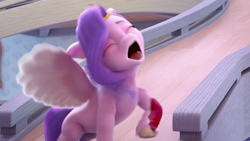 Size: 1618x910 | Tagged: safe, imported from derpibooru, screencap, pipp petals, pegasus, pony, spoiler:my little pony: make your mark, animation error, blood, eyes closed, female, food, g5, great moments in animation, jelly, mare, my little pony: make your mark, my little pony: make your mark chapter 1, not an edit, open mouth, raised hoof, singing, spread wings, unshorn fetlocks, wings