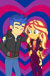Size: 794x1200 | Tagged: safe, artist:themexicanpunisher, imported from derpibooru, flash sentry, sunset shimmer, human, equestria girls, female, flashimmer, male, shipping, straight