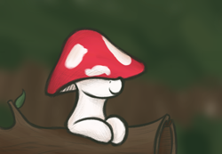 Size: 1454x1008 | Tagged: safe, artist:ahorseofcourse, imported from derpibooru, oc, oc only, mushroom pony, original species, pony, cute, log, mushroom, solo