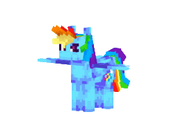 Size: 1309x918 | Tagged: safe, artist:trooper3, imported from derpibooru, rainbow dash, pegasus, pony, 3d, 3d model, animated, blockbench, butt, female, gif, minecraft, plot, simple background, solo, spin, transparent background