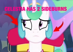 Size: 2048x1449 | Tagged: safe, edit, edited screencap, imported from derpibooru, screencap, princess celestia, alicorn, pony, between dark and dawn, season 9, spoiler:s09, alternate hairstyle, bags, ears, female, flowing mane, mare, tail, wrong