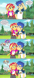 Size: 2200x4981 | Tagged: safe, artist:silverbuller, edit, edited screencap, imported from derpibooru, screencap, derpy hooves, flash sentry, sunset shimmer, twilight sparkle, human, equestria girls, legend of everfree, comic, female, flashlight, male, screencap comic, shipping, straight