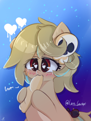 Size: 1508x2010 | Tagged: safe, artist:grithcourage, imported from derpibooru, oc, oc only, oc:grith courage, earth pony, pony, adorable face, baguette, blushing, bread, cute, earth pony oc, eating, eye clipping through hair, eyebrows, eyebrows visible through hair, female, food, gradient background, heart, heart eyes, herbivore, holding, misleading thumbnail, night, nom, ocbetes, signature, skull, solo, tape, text, wingding eyes