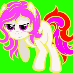 Size: 500x500 | Tagged: safe, imported from derpibooru, oc, oc only, earth pony, pony, female, green background, mare, raised hoof, simple background, smiling