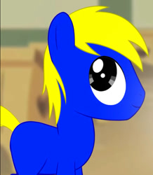 Size: 553x634 | Tagged: safe, artist:bronydanceparty, imported from derpibooru, oc, oc only, oc:bronydanceparty, earth pony, pony, colt, desk, foal, male, smiling, table, younger, youtube link