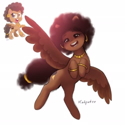 Size: 2048x2048 | Tagged: safe, artist:katputze, imported from derpibooru, oc, oc only, pegasus, pony, afro, bracelet, ear piercing, earring, female, jewelry, mare, necklace, piercing, simple background, solo, spread wings, white background, wings