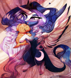 Size: 4009x4400 | Tagged: safe, artist:krissstudios, imported from derpibooru, princess luna, alicorn, dog, pony, absurd resolution, alternate design, solo