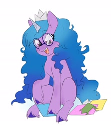 Size: 1964x2223 | Tagged: safe, artist:aztrial, imported from derpibooru, izzy moonbow, pony, unicorn, cute, g5, glasses, happy, izzybetes, open mouth, open smile, origami, simple background, smiling, solo, tooth gap, unshorn fetlocks, white background, younger