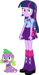 Size: 301x579 | Tagged: safe, artist:pascalmulokozi2, edit, edited screencap, imported from derpibooru, screencap, spike, twilight sparkle, dog, human, equestria girls, equestria girls (movie), background removed, clothes, female, legs, male, simple background, skirt, spike the dog, transparent background, twilight sparkle (alicorn)