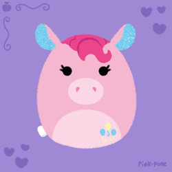 Size: 500x500 | Tagged: safe, artist:pink-pone, imported from derpibooru, pinkie pie, earth pony, pony, chubbie, purple background, simple background, squishmallow