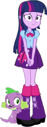 Size: 243x650 | Tagged: safe, artist:pascalmulokozi2, edit, edited screencap, imported from derpibooru, screencap, spike, twilight sparkle, dog, human, equestria girls, equestria girls (movie), background removed, clothes, duo, legs, simple background, skirt, spike the dog, transparent background, twilight sparkle (alicorn)