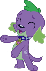 Size: 417x637 | Tagged: safe, artist:pascalmulokozi2, edit, edited screencap, imported from derpibooru, screencap, spike, dog, equestria girls, background removed, bipedal, clapping, eyes closed, simple background, solo, spike the dog, transparent background