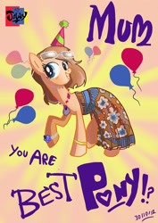 Size: 2480x3508 | Tagged: safe, artist:jowyb, imported from derpibooru, oc, earth pony, pony, 2012, birthday card, clothes, dress, female, mare, old art, solo