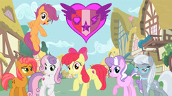 Size: 3840x2158 | Tagged: safe, imported from derpibooru, apple bloom, babs seed, diamond tiara, scootaloo, silver spoon, sweetie belle, earth pony, pegasus, pony, unicorn, adult, cutie mark, cutie mark crusaders, female, mare, older, older apple bloom, older babs seed, older diamond tiara, older scootaloo, older silver spoon, older sweetie belle, the cmc's cutie marks