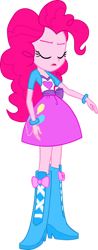 Size: 560x1426 | Tagged: safe, artist:dustinwatsongkx, imported from derpibooru, pinkie pie, equestria girls, boots, clothes, high heel boots, jacket, shirt, shoes, simple background, skirt, solo, transparent background, vest