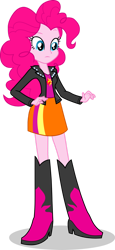 Size: 606x1318 | Tagged: safe, artist:dustinwatsongkx, imported from derpibooru, pinkie pie, equestria girls, boots, clothes, clothes swap, high heel boots, jacket, leather jacket, shirt, shoes, simple background, skirt, solo, transparent background