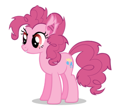 Size: 958x835 | Tagged: safe, artist:jakeneutron, imported from derpibooru, pinkie pie, bat, bat pony, pony, vampire, vampony, bat ponified, bat wings, cutie mark, fangs, female, mare, race swap, shadow, simple background, smiling, transparent background, wings