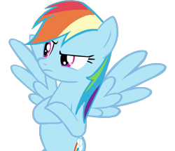 Size: 1280x1102 | Tagged: safe, artist:benpictures1, imported from derpibooru, rainbow dash, pegasus, pony, princess twilight sparkle (episode), cute, dashabetes, female, folded forelegs, inkscape, mare, raised eyebrow, show accurate, simple background, solo, transparent background, vector