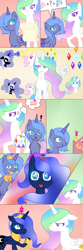 Size: 1000x3000 | Tagged: safe, artist:fluttergore, imported from derpibooru, nightmare moon, princess celestia, princess luna, alicorn, pony, cake, celestia is not amused, comic, element of generosity, element of honesty, element of kindness, element of laughter, element of loyalty, element of magic, elements of harmony, exclamation point, female, floppy ears, food, frown, horn, magic, mare, moon, mouth hold, pink-mane celestia, question mark, royal sisters, s1 luna, scroll, shocked, siblings, sisters, smiling, sparkles, text, this will end in tears and/or a journey to the moon, transformation, unamused, wings