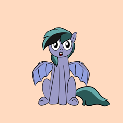 Size: 1080x1080 | Tagged: safe, artist:blitzypony, imported from derpibooru, oc, oc only, oc:scrimmy, bat pony, pony, bat pony oc, bat wings, commission, looking at you, male, simple background, sitting, solo, stallion, wings, ych result