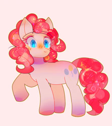 Size: 1280x1440 | Tagged: safe, artist:bug-roux, imported from derpibooru, pinkie pie, earth pony, pony, female, mare, raised hoof, simple background, solo, white background