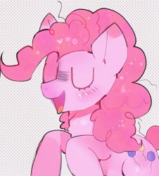 Size: 841x932 | Tagged: safe, artist:bug-roux, imported from derpibooru, pinkie pie, earth pony, pony, eyes closed, female, mare, open mouth, simple background, solo, white background