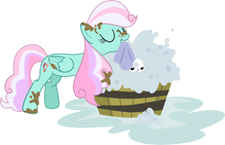 Size: 5509x3561 | Tagged: safe, artist:shootingstarsentry, imported from derpibooru, angel bunny, oc, oc:lilypad, pegasus, pony, absurd resolution, female, mare, simple background, soap, solo, transparent background